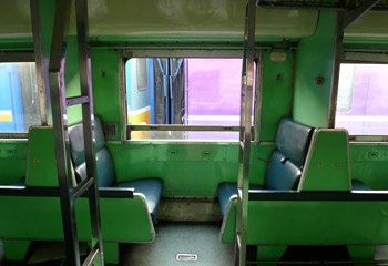 Non-air-conditioned sleepers on a Thai train