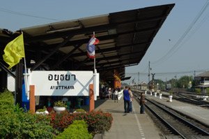 Take the train from Bangkok to Ayutthaya.  This is Ayutthaya station.