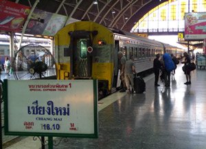 Take the train from Bangkok to Chiang Mai.  Train 1 waits to leave Bangkok.