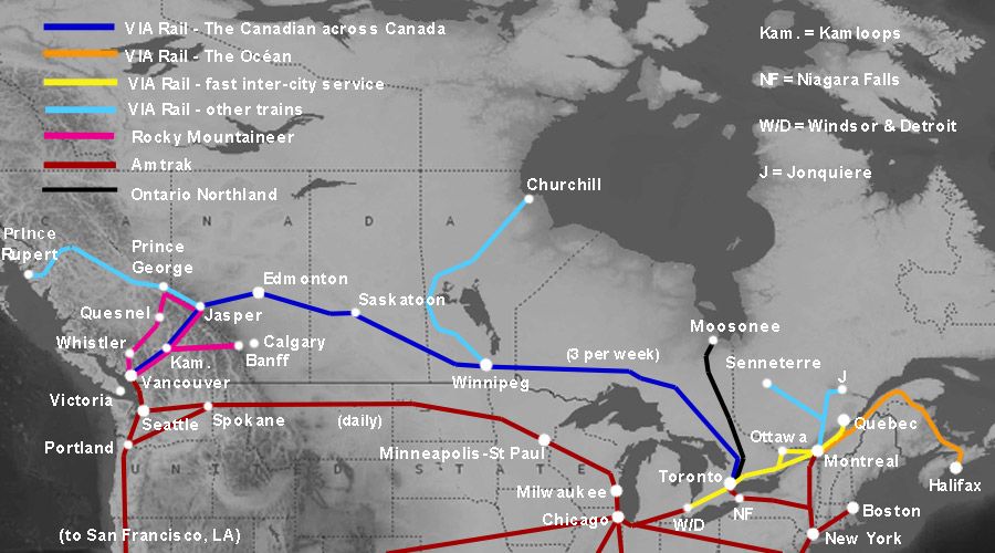 Canada train routes