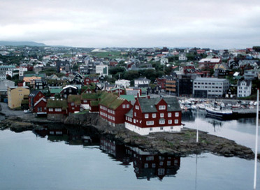 The ferry 'Norrona' calls at Torshavn in the Faroe Islands