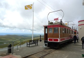 Snaefell Mountain Railway tram No.6 at Snaefell summit