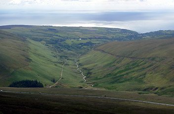 The view from Snaefell summit, looking towards Laxey