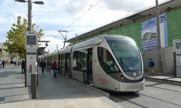 Jersualem Light Rail - with new fast train station in the background