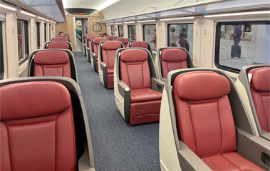 Business class seats on the fast train from Vientiane to Luang Prabang