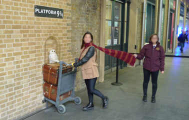 Platform 9 3/4 - the Harry Potter exhibit at Kings Cross