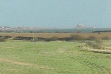 Lindisfarne castle, seen from the train