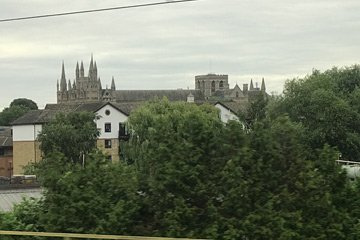 Peterborough cathedral from the train