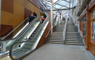 The steps from Waverley station to Princes Street
