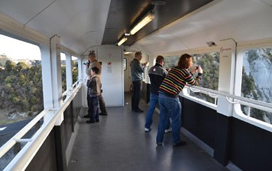 Inside the viewing car on the Northern Explorer train