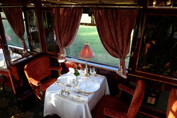 Table for two in VSOE's l'Orientale (Chinese) restaurant car