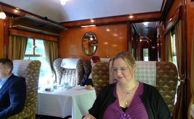 Lunch in Pullman car Phoenix on the Venice Simplon Orient Express.