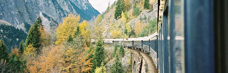 The Venice Simplon Orient Express train in the Arlberg Pass