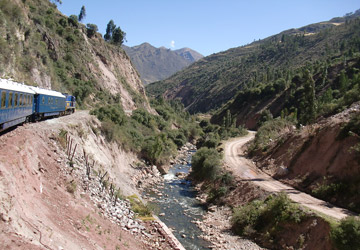 The train to Machu Picchu alongside the Urubamba River