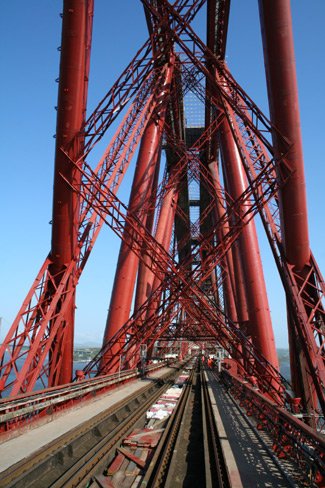 The incomparable Forth Bridge, seen from the viewing platform at the rear of the Royal Scotsman cruise train