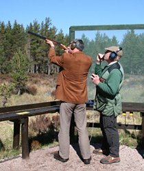 Clay pigeon shooting during an off-train excursion near Aviemore