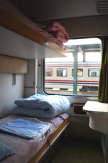 A 2-berth compartment in the Istanbul-Aleppo (Syria) train.