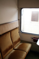 A 2-bed sleeper in the Istanbul-Aleppo train, with beds folded away and seats folded out.