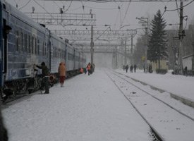 The 'Baikal' train from St Petersburg to Irkutsk, in winter