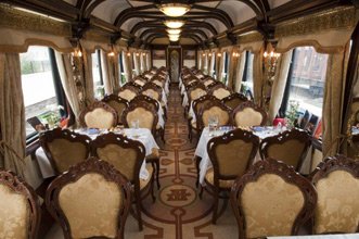 Restaurant car on the Trans-Siberian private train