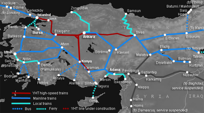 Route map Istanbul-Cyprus