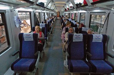 Reclining Pullman seats on a modern Turkish train