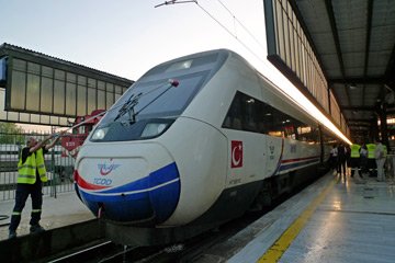 A high-speed YHT train at Ankara station