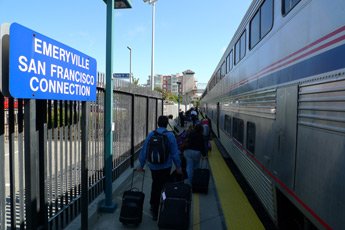 The train arrives at Emeryville
