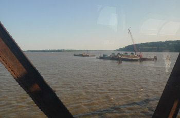 The Mississippi River, seen from the train