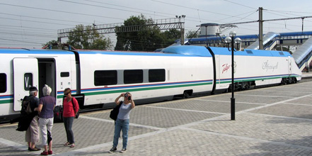 The Afrosiyob 250km/h train from Samarkand to Tashkent