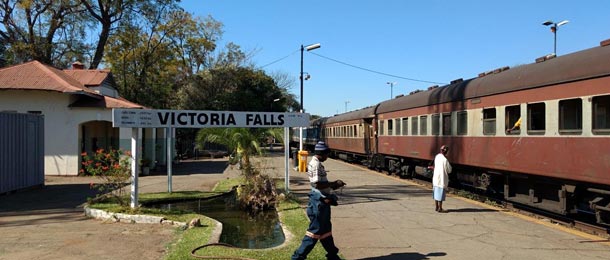 The Bulawayo to Vic Falls train, seen at Victoria falls