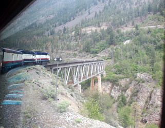 Rocky Mountaineer crosses the Fraser River