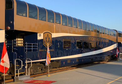 Rocky Mountaineer gold leaf dome car