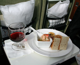 Rocky Mountaineer Gold Leaf snack & wine