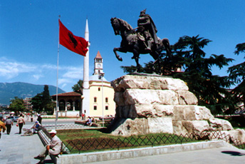 Statue of Sknderbeg, Tiran, Albania.  Easy to reach by train!