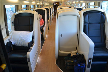 Flat bed seats on the Spirit of Queensland tilt train