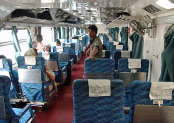 First class air-con seats on a Dhaka-Chittagong intercity train