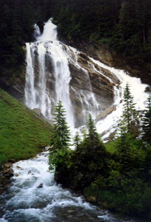 Pyramid Falls, seen on the Rocky Mountaineer Vancouver-Jasper route