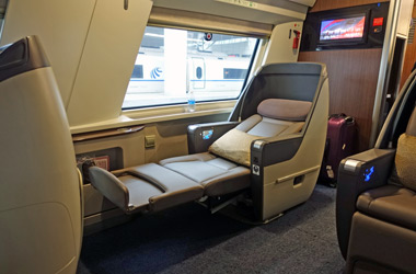 Business class seat reclined