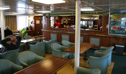 The bar on the ferry to the Scilly isles.