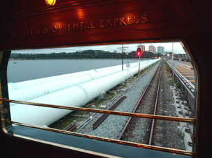 The Eastern & Oriental Express crosses the Causeway between Singapore and Malaysia