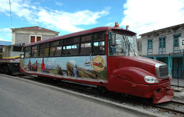 Autoferra train over the Devil's Nose in Ecuador, on the Quito to Guayaquil railway.