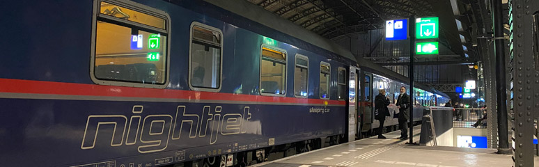 Nightjet sleeper train at Amsterdam Centraal