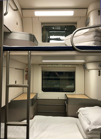 Inside a capsule-type sleeper train
