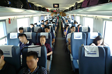 2nd class seats on a CRH380B Shanghai to Beijing train