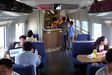 Buffet car on a Shanghai to Beijing CRH380B train
