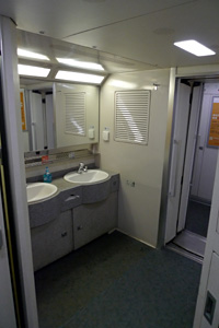 Washroom at the end of the car