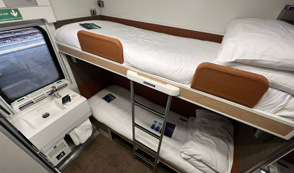 Caledonian Sleeper Club room, set up as single berth