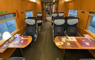 Restaurant car on the Frankfurt-Brussels ICE3M train