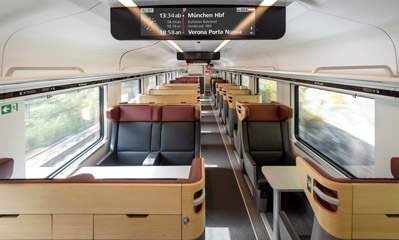 First class seats in a new generation railjet